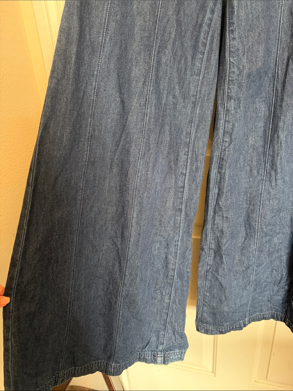 Pilcro Anthropologie Palazzo Wide-leg Flare High-Waisted Dark Blue Jeans size 27 - Picture 3 of 10